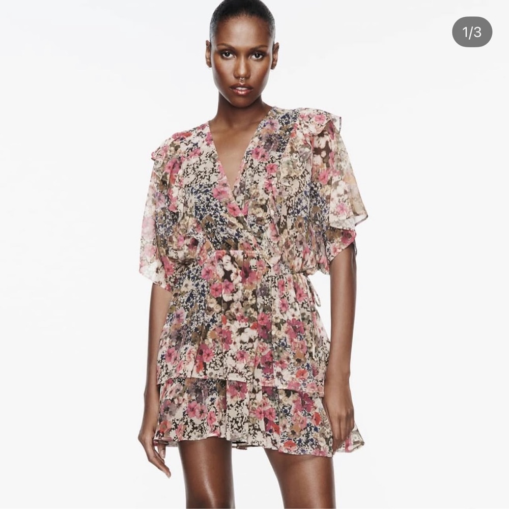 ZARA Multicolor Floral Ruffle Dress – Size S - Picture 3 of 6